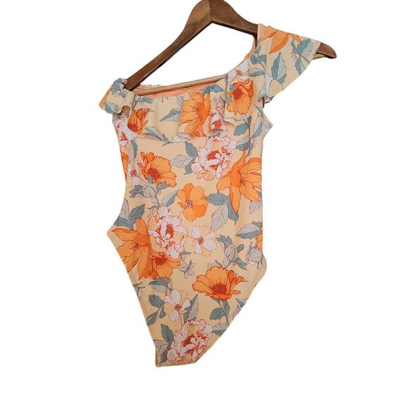 Cupshe Romantic Flower Ruffled One Shoulder One Piece Swimsuit Size S NWT - Picture 7 of 11